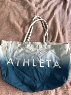 Athleta White-to-Blue Ombre Canvas Tote Large